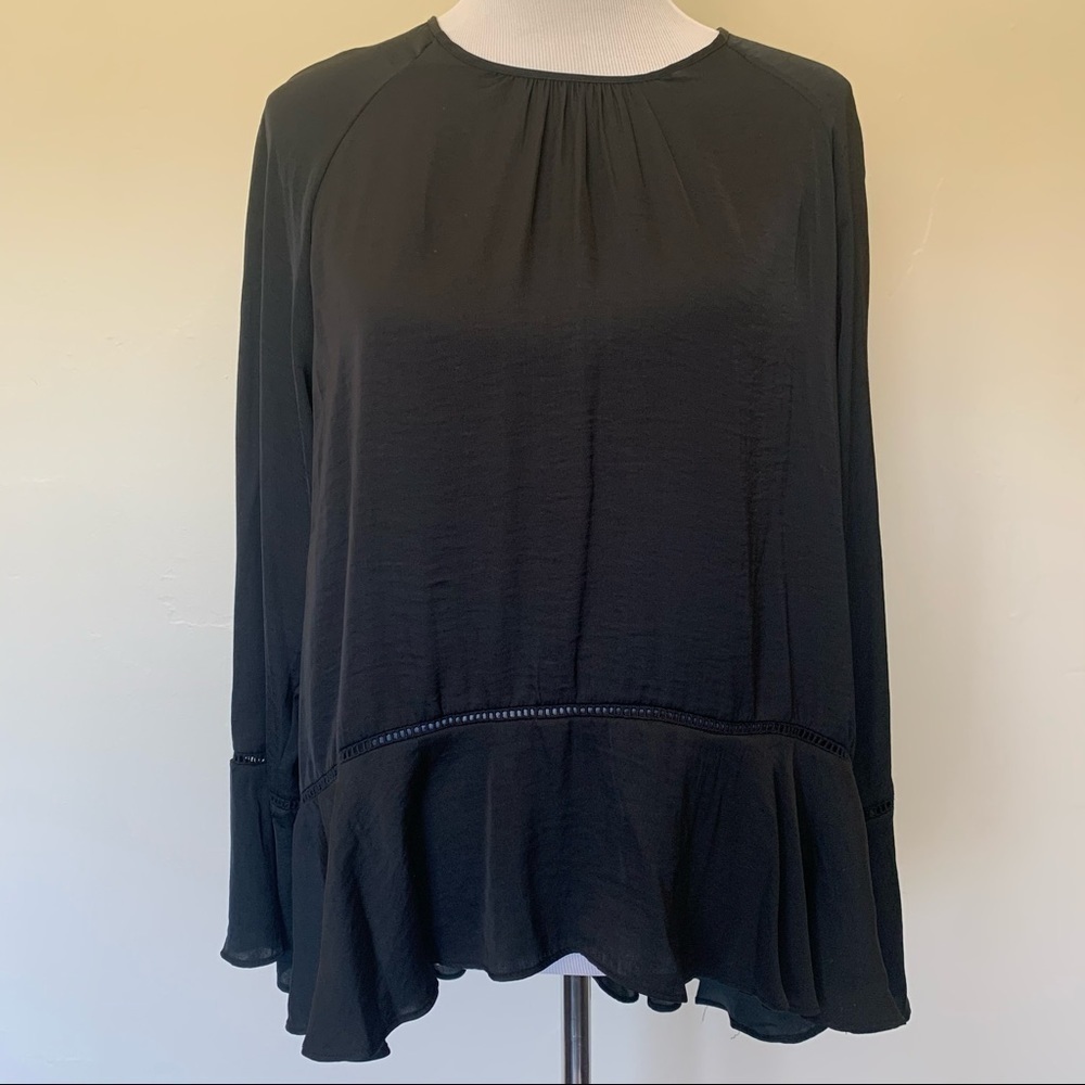 Satin black long sleeve shirt